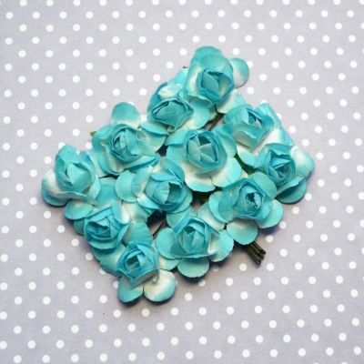 Иллюстрация Набор бумажных роз, 2 см, голубой