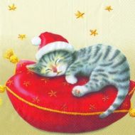 Иллюстрация Салфетка для декупажа "Котенок на подушке"
