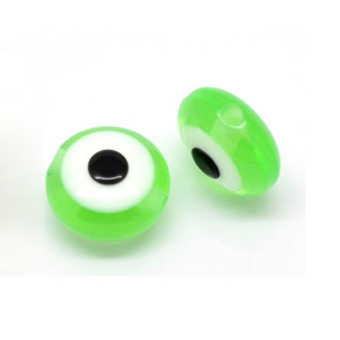 Иллюстрация Бусина круглая "Глазок", акрил, 8*5 мм, цвет: зеленый