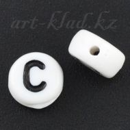 Иллюстрация Бусина-буква "C", белая, круглая, 7 мм