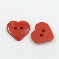 Иллюстрация Пластиковые пуговички "Сердечки", 16 мм, цвет: красный