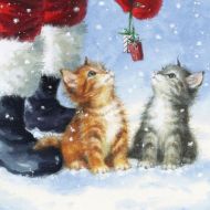 Иллюстрация Салфетка для декупажа "Подарок котятам", трехслойная, 33х33 см