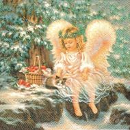 Иллюстрация Салфетка для декупажа "Рождественский ангел", трехслойная, 33х33 см