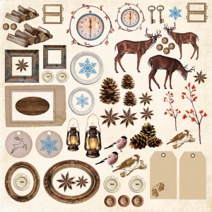 Иллюстрация Бумага для скрапбукинга "Зимний лес", для вырезки 2, 30*32 см