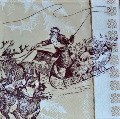 Иллюстрация Салфетка для декупажа "Дед Мороз 4", трехслойная, 33х33 см