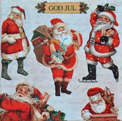Иллюстрация Салфетка для декупажа "Дед Мороз 6", трехслойная, 33х33 см