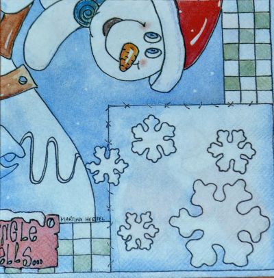 Иллюстрация Салфетка для декупажа "Снеговик 3", трехслойная, 33х33 см