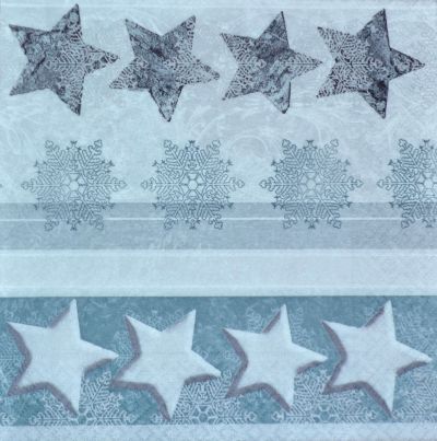 Иллюстрация Салфетка для декупажа "Снежинки и звёзды", трехслойная, 33х33 см