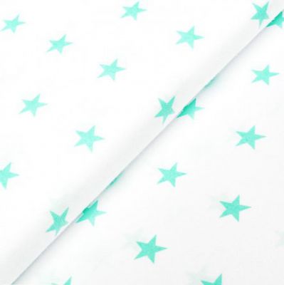 Иллюстрация Отрез хлопковой ткани "Звезды средние", 40*50 см, цвет: мятный на белом