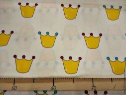 Иллюстрация Отрез хлопковой ткани "Короны крупные", 40х50 см, цвет: бледно желтый