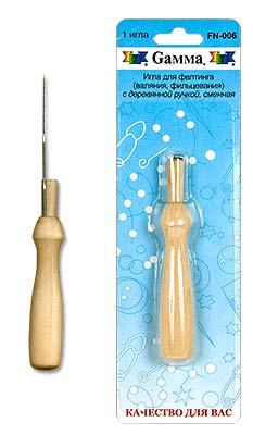Иллюстрация Игла для валяния (фелтинга) с деревянной ручкой, №36 грубая сменная