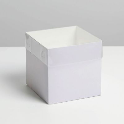 Иллюстрация Коробка с прозрачной крышкой, 12 х 12 х 12 см, цвет сиреневый