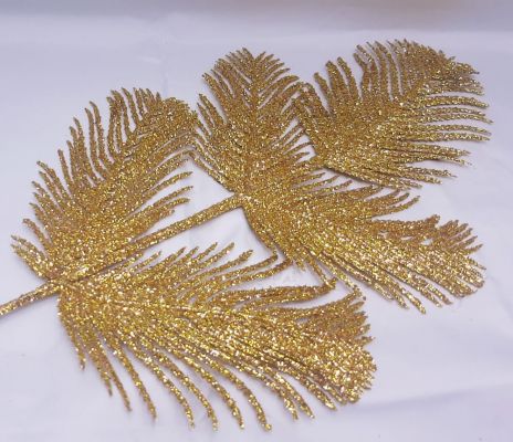 Иллюстрация Листья мерцающие "Пальмовые", золото, 37 см.