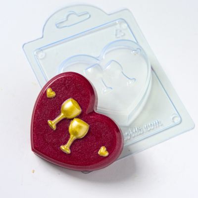 Иллюстрация Пластиковая форма для мыла "Сердце с бокалами"