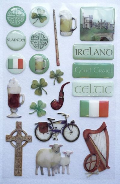 Иллюстрация Набор эпоксидных наклеек "Ирландия"